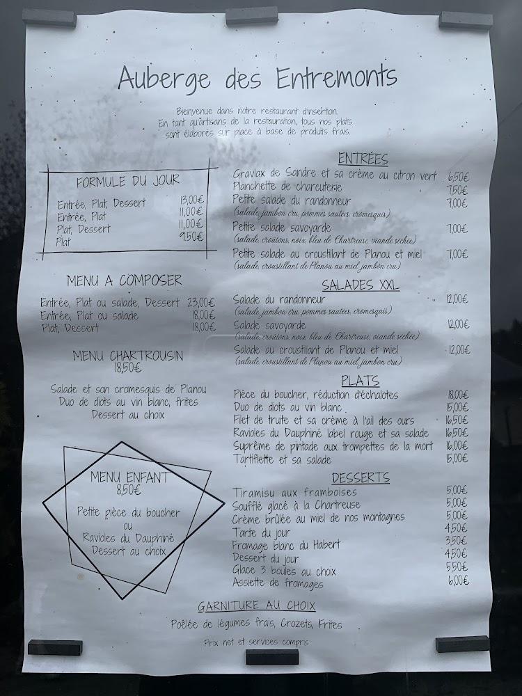 Auberge des Entremonts - Menu Image 2