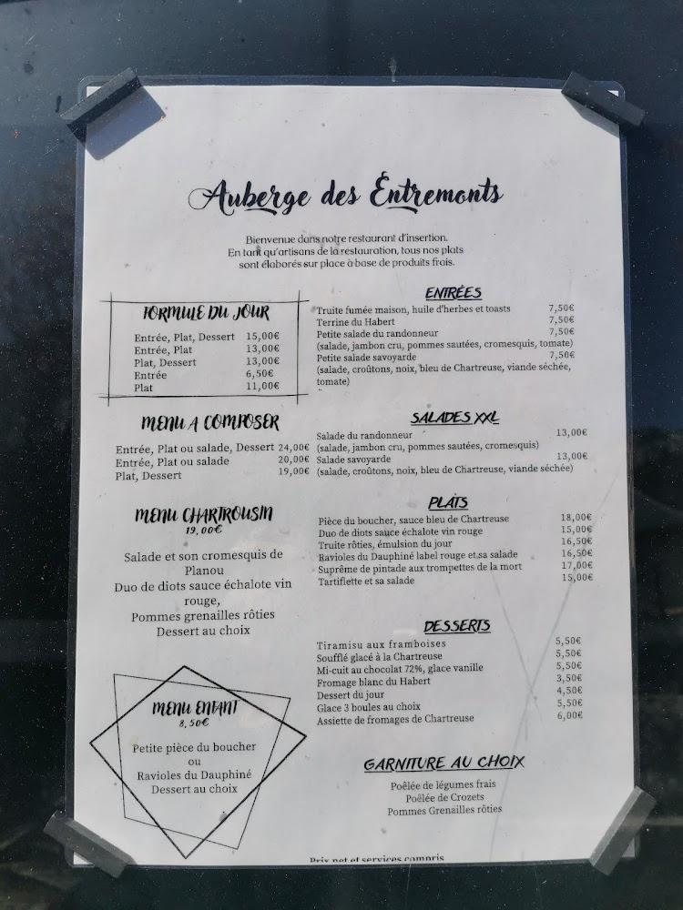 Auberge des Entremonts - Menu Image 4